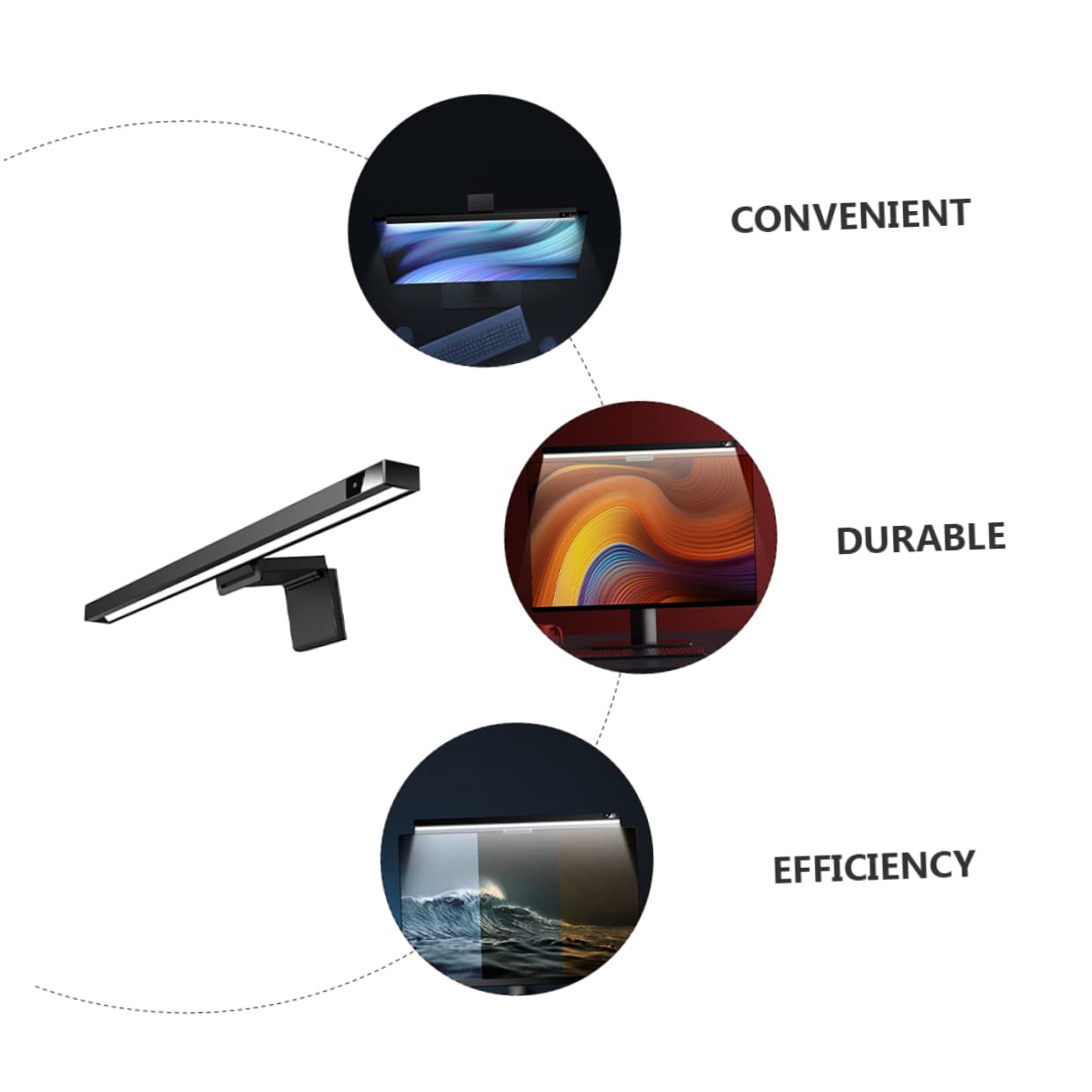 IWOWHERO 1pc Computer Screen Lamp USB Led Hanging Light for Eye Desktop Monitor Lamp Easy Installation No Screen Glare for Office and Gaming Use