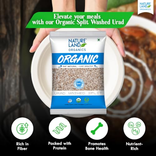 Image of Natureland Organics Urad Dal /Split Washed 500 Gm (pack of 2) Total 1 KG - Organic Healthy Pulses