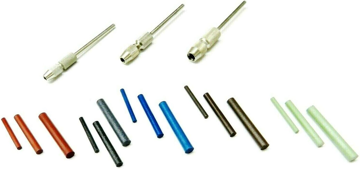 JTS Silicone Pin Polishing Points 2mm 3mm 4mm Diameters & Chuck Mandrels 18PC Kit Made in Germany