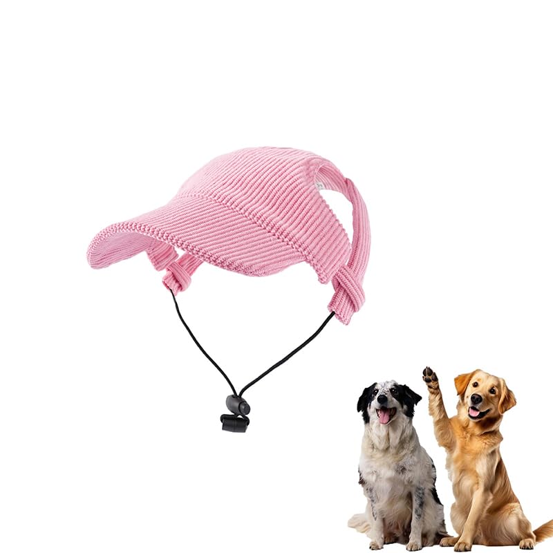 Dog Baseball Cap for Summer,Adjustable Dog Sun Hat with Ear Holes,Breathable Visor Cap for Puppy, Small Medium Large Dogs Outdoor Sun Protection (Pink, XL)