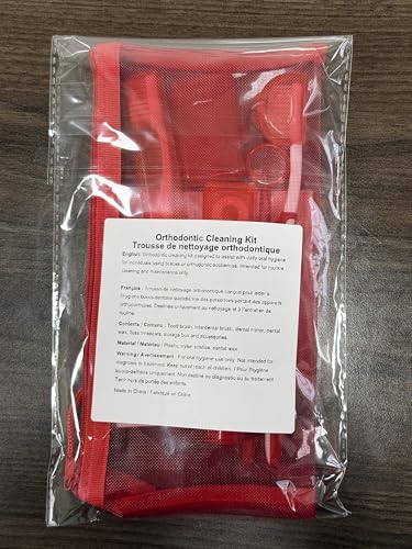 Image of Braces Cleaning Kit for Teeth , Portable Orthodontic Toothbrush Kit Oral Care Dental Travel Kit - Interdental Brush Dental Wax Dental Floss Toothbrush Box (Red)