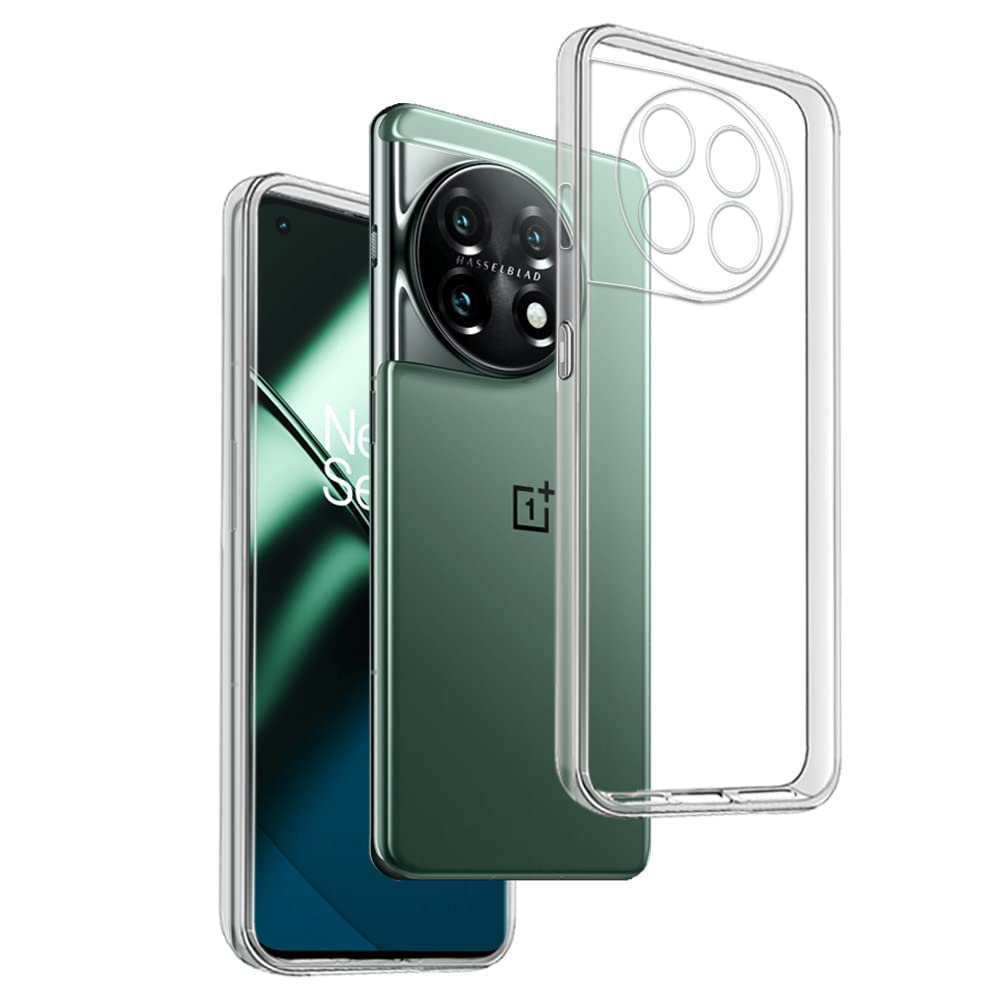 XINYEXIN Cover per OnePlus 11 Case Trasparente, Custodia Antiurto e Sottile in Silicone TPU Resistente all'ingiallimento Antigraffio - Trasparente