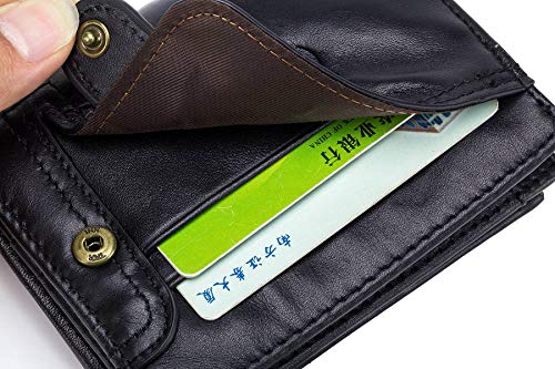 Mens RFID Blocking Wallet,Leather Vintage Bifold Card Holder Purse with Zipper3
