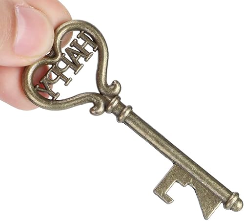 Miniatura 7 de Alvinlite 10 piezas de abrebotellas con llave, esqueleto, vintage, recuerdos de boda con tarjeta de acompañante, regalo de recuerdo de boda (cobre