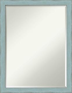 Amanti Art Framed Vanity Mirror | Bathroom Mirrors for Wall | Sky Blue Rustic Mirror Frame | Solid Wood Mirror | Medium Mirror | 26.25 x 20.25 in.