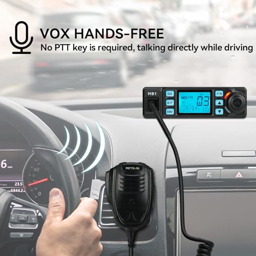 Image of Retevis AM /FM CB Radio Kit, Includes MB1 Noise Reduction CB Base Station, 45 Inch Magnetic Antenna, 15m CB Coax Cable, Cigarette Lighter, Long Range Mobile Radio for Truckers, Offroad, Home