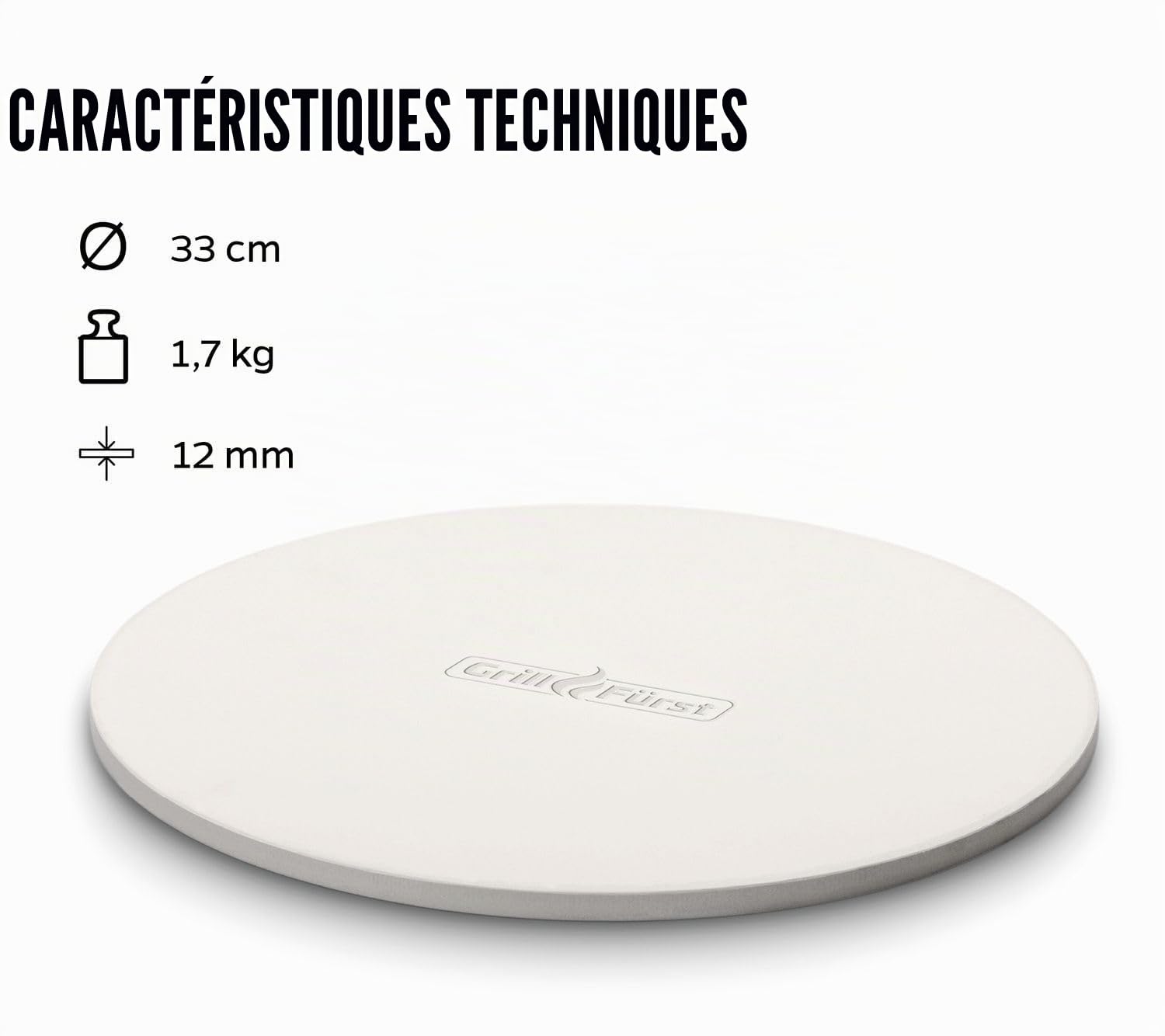 Cordiérite Pierre à pizza 33 cm ronde pour barbecue ou four. Pizza Pâtisserie sur barbecue à gaz barbecue au charbon de bois, boule Grill et Barbecue électrique comme de la pierre Four