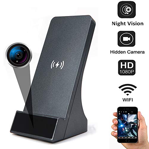 1080P Wireless Charger Hidden Camera with Night Vision Motion Detection for Home Security WiFi Spy Cam