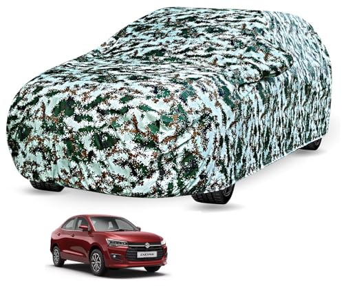 Image of Auto Hub Car Cover Compatible with Maruti Dzire (Model : 2024-Till Date) with Mirror Pocket, Soft Cotton Lining, Dzire Car Cover Waterproof - Forest Print