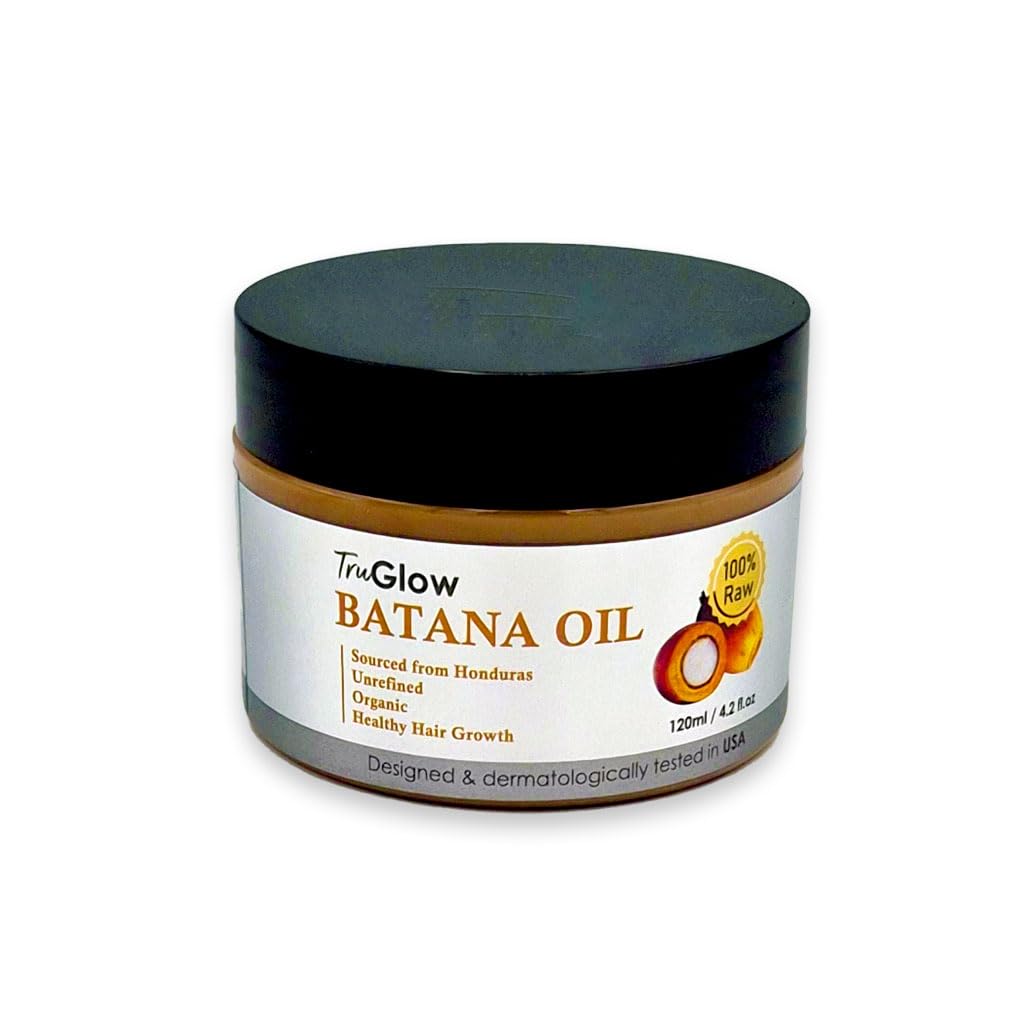 TruGlow 100% Raw Batana Oil for Hair Growth & Thickness | Unrefined Batana Lotion Type for Dry Scalp, Shine & Hair Repair | Dr. Sebi Inspired 4.2oz / 120ml