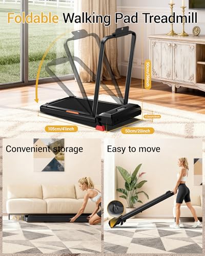 Image of Walking Pad Treadmill with 15% Incline 2.5HP Foldable Under Desk Walking Pad for Home and Offce 300LBS Weight Capacity 0.6-6.2MPH Compact Treadmill with Remote Control