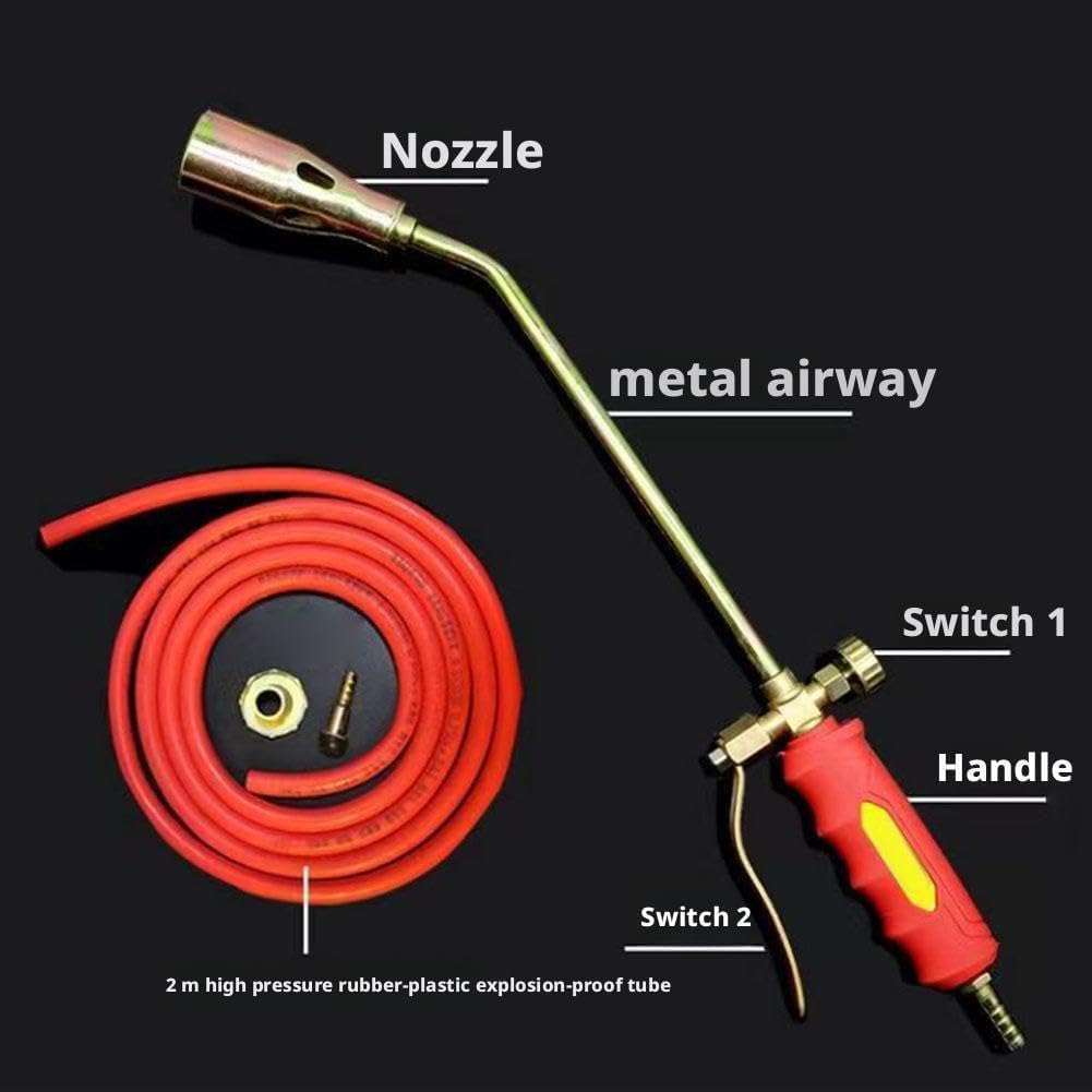 Kit de antorcha quemador de malezas de propano de alto rendimiento – Quemador de malezas portátil de 1.900.000 BTU con gatillo turbo, manguera de 1,2 metros, encendedor de botón pulsador para