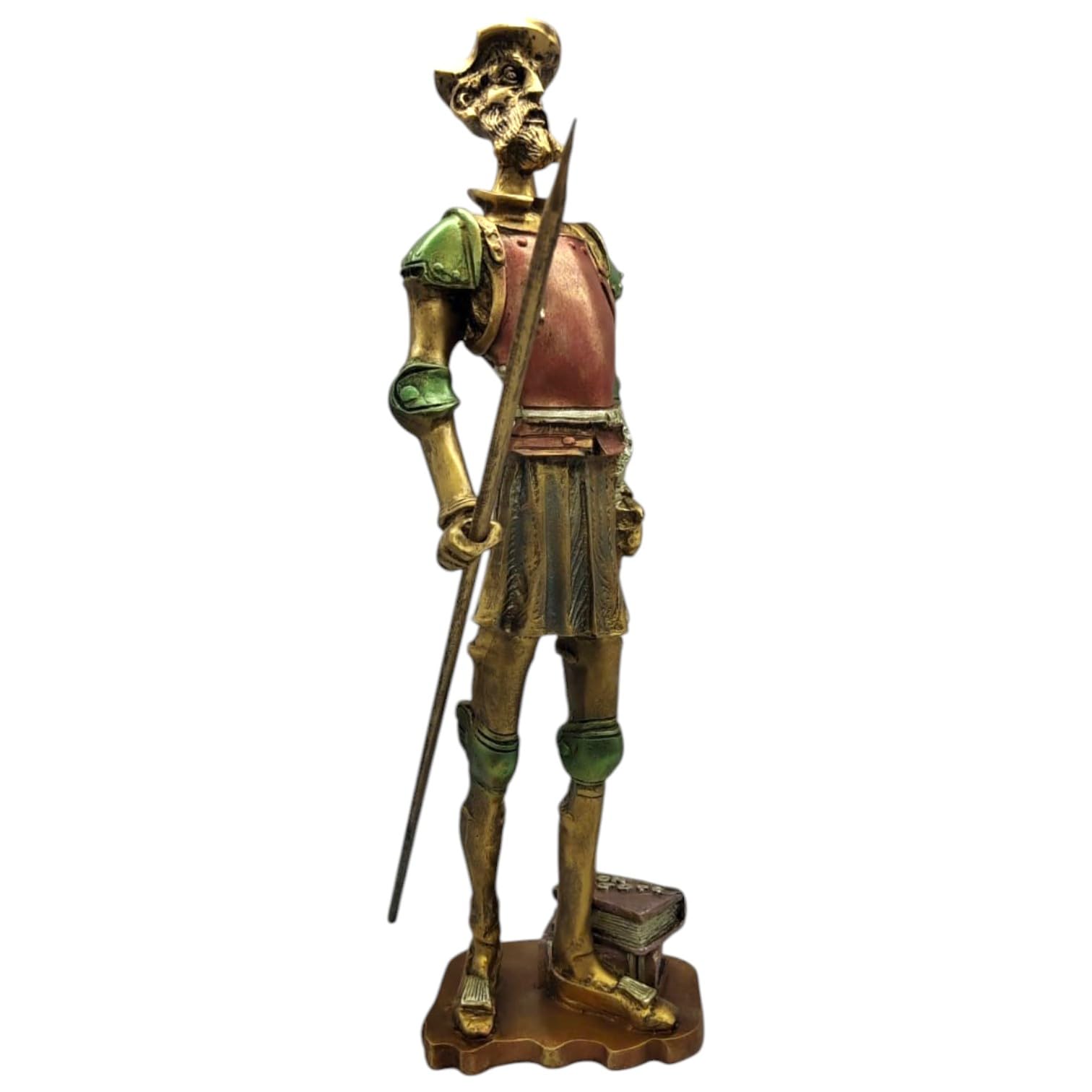 Figura Don Quijote de la Mancha - Estatua en Resina con Base de Madera