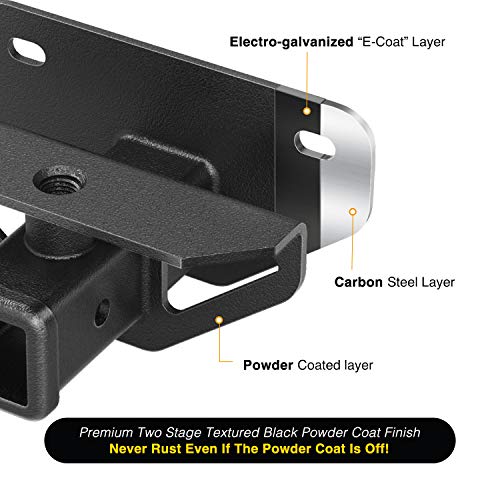 Image of Nilight 2 Inch Rear Trailer Hitch Receiver Class 3 Tow Towing Hitch & Cover Kit, Fits for 2003-2018 Dodge Ram 1500 & 2003-2013 Ram 2500 /3500, Tow Combo (Hitch Cover Included)