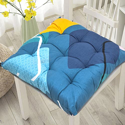 Image of COZY FURNISH Microfiber Cotton Chair Pads with Four Corner Ties 16x16(Inches) 41X41(CM) Square, Pack of 2 | Extra-Comfortable & Soft Seat Cushions | Ergonomic Pillows
