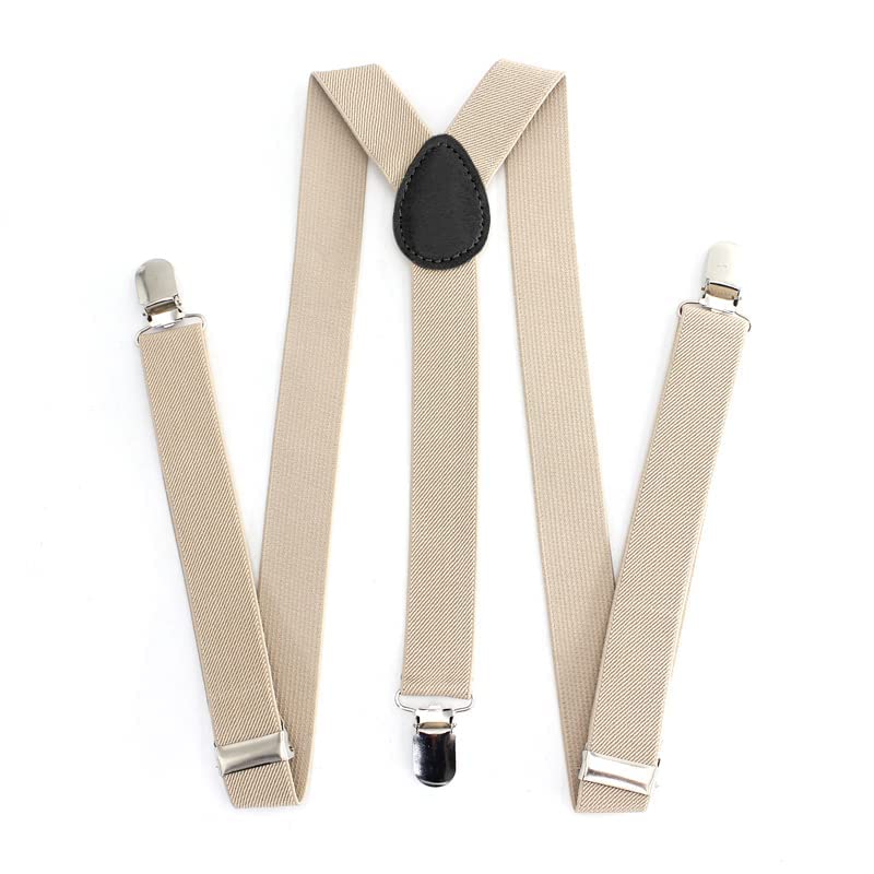 accery Adjustable Elastic Y Back Style Suspenders for Men and Women (Light Beige)-picture-47