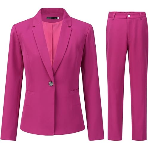 YUNCLOS Women's 2 Piece Office Lady Business Suit Set Slim Fit Blazer Pant