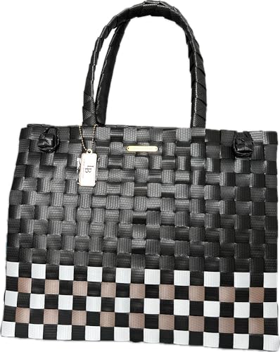 Cindy Luxe Checkered Handbag – Woven Tote Purse for Women, Elegant & Eco-Friendly Design