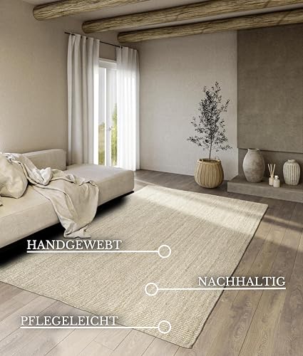 Villeroy & Boch Jute Teppich Rosalie - Natur Wohnzimmerteppich handgewebt & natürlich - Boho Teppich für Wohn-, Schlaf- und Esszimmer… – Ansicht 3