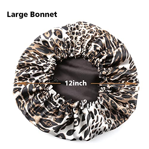 Image of Stain Bonnet Silk Sleep Cap Adjustable Satin Cap for Night Sleeping Hair Bonnet Reversible Double Layer