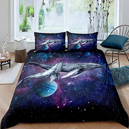 Two-Whales-Duvet-Cover-Set-Dark-Galaxy-Universe-Nebula-Bedding-Set-2pcs-for-Kids-3D-Planet-Comforter-Cover-Soft-Polyester-Quilt-Cover-with-1-Pillow-CaseNo-Comforter-Twin-Size 51c+gj9FIHL