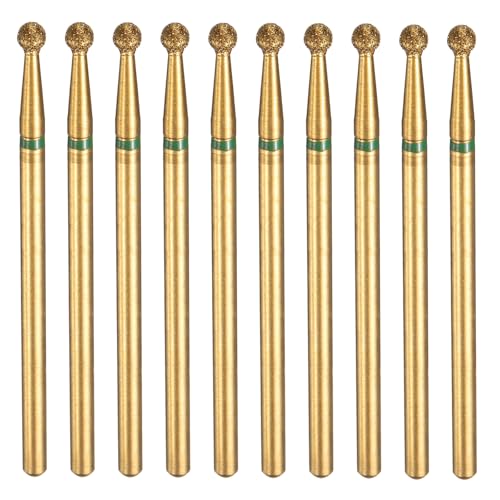 sourcing map 10 brocas de diamante de grano 100-120 de 2,5 mm, cabeza de bola de 2,35 mm, vástago de 2,5 mm de longitud, brocas de lijado de piedra chapada en titanio, herramienta giratoria para pulir