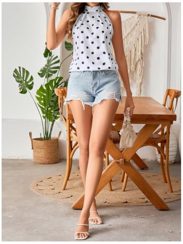 Image of RoseSeek Women's Tropical Paisley Halter Blouse Boho Shirt Vacation Tops