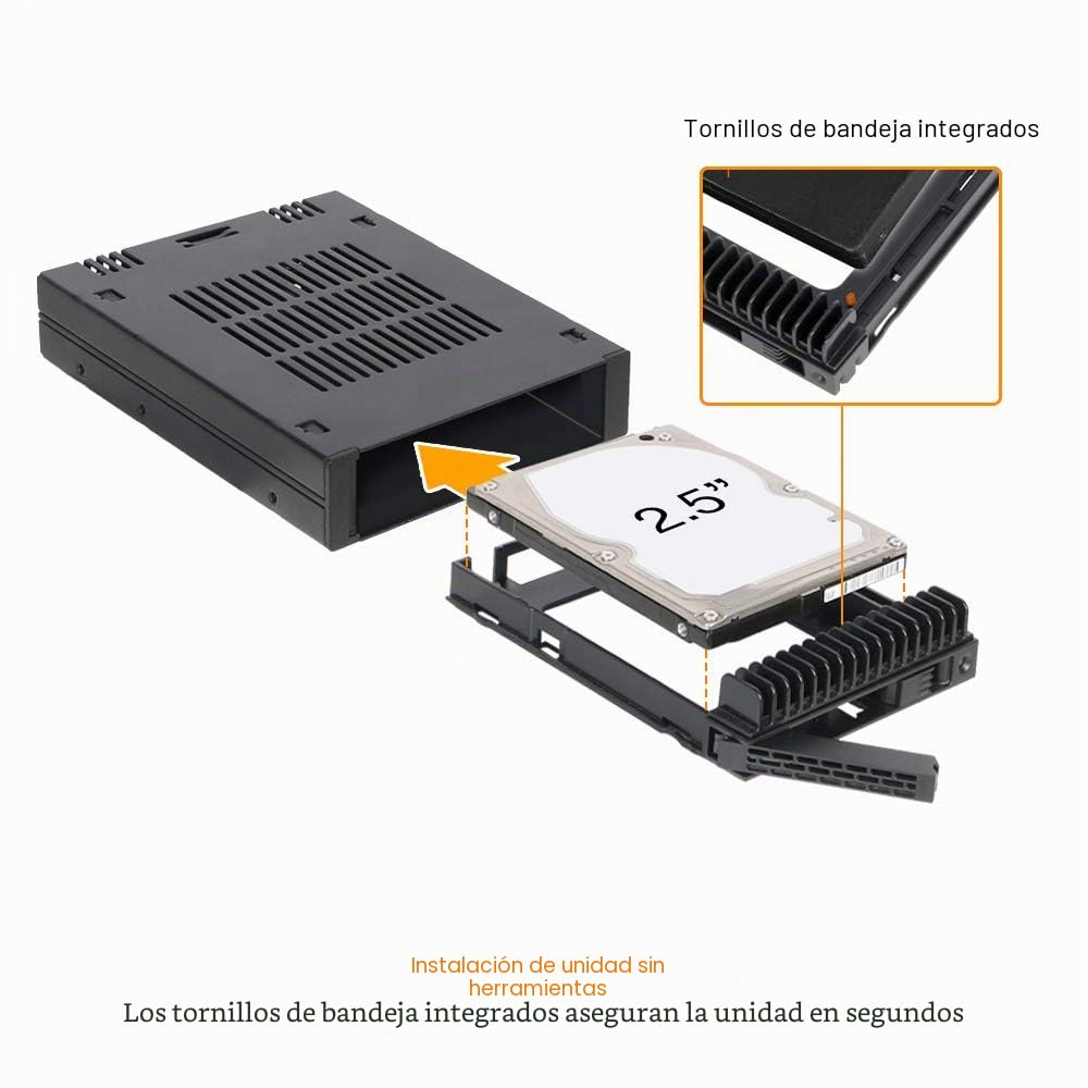 ICY DOCK ExpressCage MB741SP-B Rack móvil, Jaula de backplane, Caja de Rack de Disco Duro Hot Swap 1 x HDD/SSD SAS/SATA de 2,5" en una bahía de 3,5" (instalación de Unidad sin Herramientas)