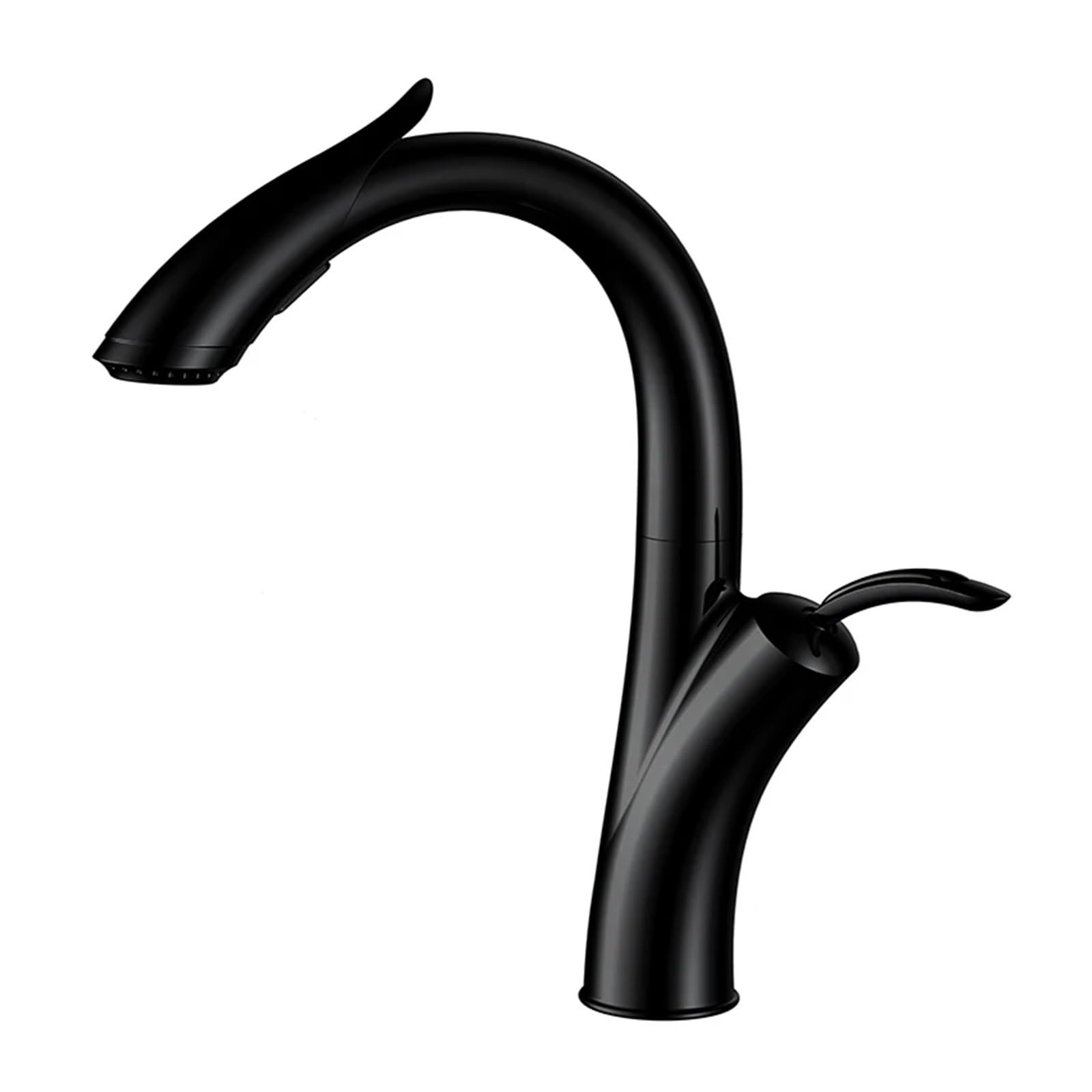 Gqnblvhzupdm 83039H Kitchen Faucets, Kitchen Faucet Pull Out Cold And Hot Tap, Black Single Hole Handle Swivel 360 Degree Water Mixer(83039H)