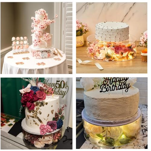 Clear Acrylic Cake Stand, 12 Inch Round Cupcake Display Holder, Dessert Display Stand with Hollow Bottom, Cake Riser for Wedding Birthday Party Christmas - Image 7