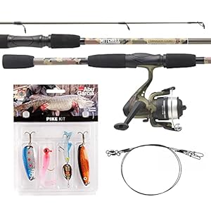 Mitchell Tanager Camouflage kit Complet Canne et Moulinet avec Fil et leurres prêt à pêcher Le Sandre, Le brochet et la…