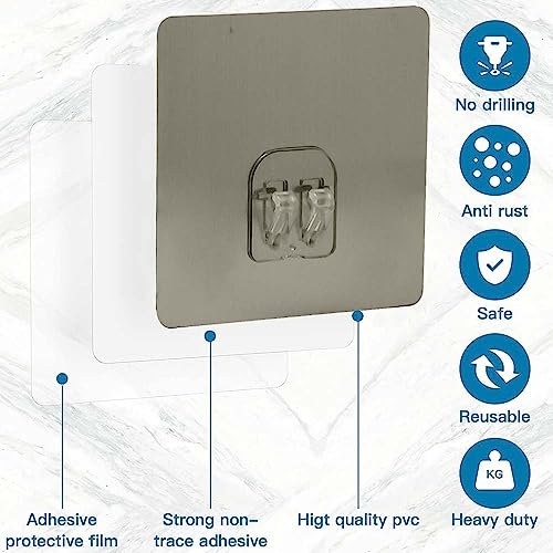 Image of Magic Plastic Self Adhesive Sticker Wall Hook Multi-Surface Hooks for Hanging Bathroom Self Corner Shelves Heavy Duty Hook Pack of 6