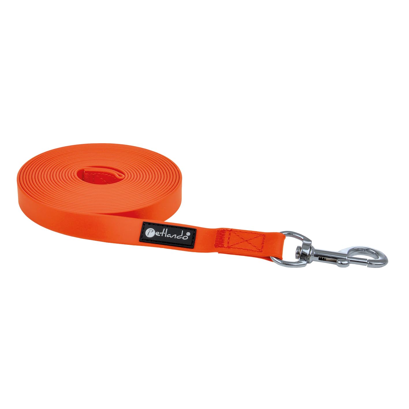 Petlando Schleppleine Trekking Such- und Trainingsleine für Hunde, für Ausbildung, extrem belastbar, viel Bewegungsfreiheit, einfache Reinigung – 5m x 1,5cm, orange