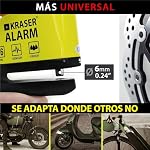 KRASER 6Y Candado Moto con Alarma 110dB, Antirrobo Disco Reforzado, 3 Llaves (Otros 2) Alta Seguridad Impermeable Accesorios Cable Bolsa Pilas, Pinza Bloqueo 6mm Universal Scooter Bicicleta A/N