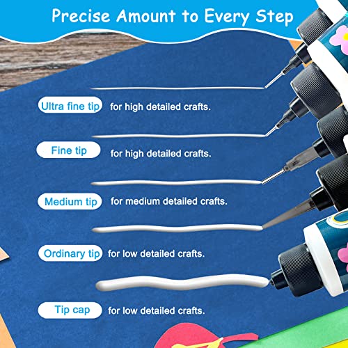 Craft Glue Quick Dry Clear 4Fl Oz / 120Ml, Precision Art Craft Glue Adhesive With 5 Tips Kit Applicator For Paper Crafts Postcard Diy Glitter Fabric (4 Oz) #TOP1