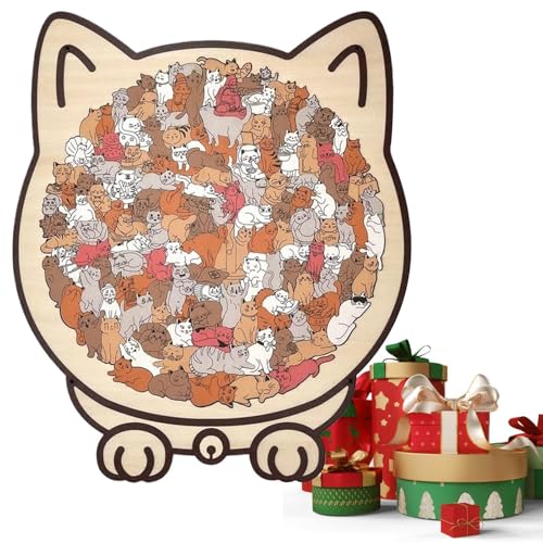 Cat Puzzle - 135-Piece Wooden Maze and Jigsaw Board Game for Educational Play and Cognitive Development, Fun Interactive Toy for