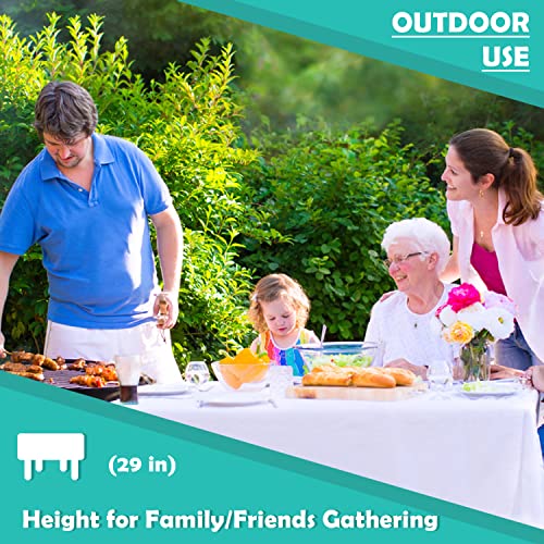 Go-Trio Folding Tables 4 Foot Small, Foldable Table Adjustable Height Desk, Card Table Indoor Outdoor, Portable Plastic Picnic Party Dining Camping Bar Low Tables, Fold In Half Heavy Duty, White #TOP4