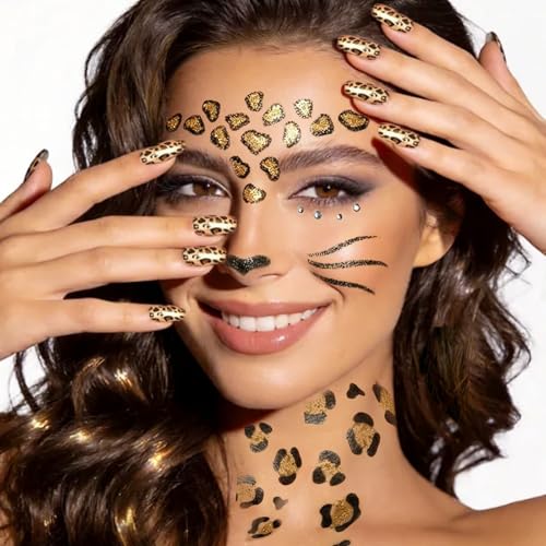 YAEGIMHT Leopardo tatuaggio facciale Carnevale adulto