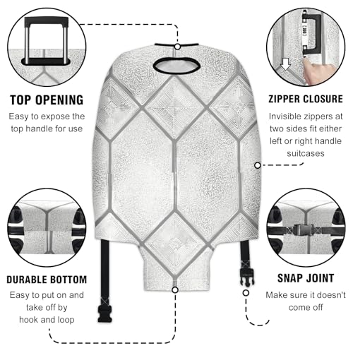 Travel Luggage Cover Suitcase Protector Scratch-Resistant Fit Not Included Suitcase Privacy Window Film With Textured Leaded Glass Pattern Non-Adhesive & UV Protection XL-30-32in3
