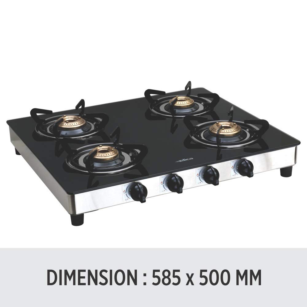 elica vetro glass top 4 burner