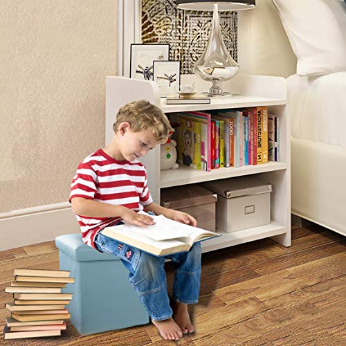 Nisuns Ot01 Leather Folding Storage Ottoman Cube Footrest Seat, 12 X 12 X 12 Inches (Sky Blue) #TOP3