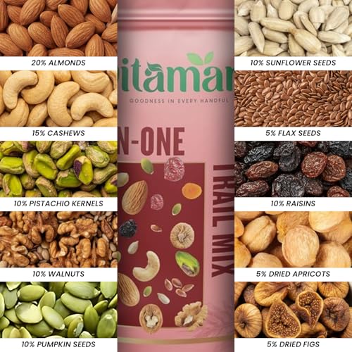 Image of Vitamant 10-in-1 Trail Mix | Premium Mixed Dry Fruits, Nuts & Seeds | Healthy Snack | No Added Sugar | Natural Energy Booster | 250g