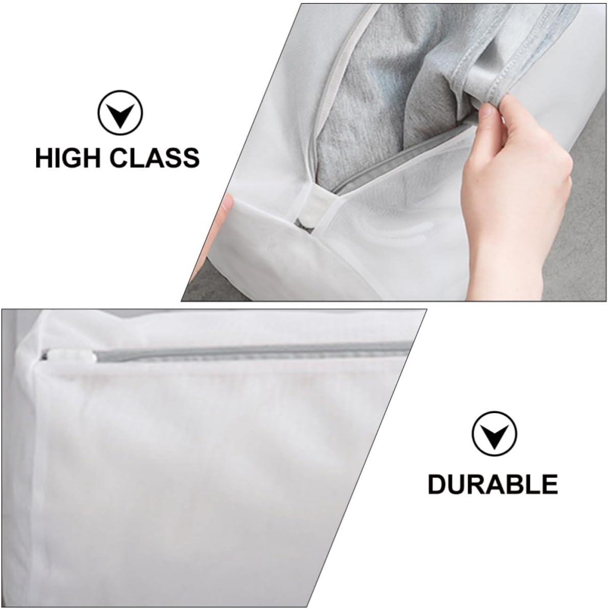 6pcs Thickened Mesh Laundry Bag Set with Zipper, Polyester White