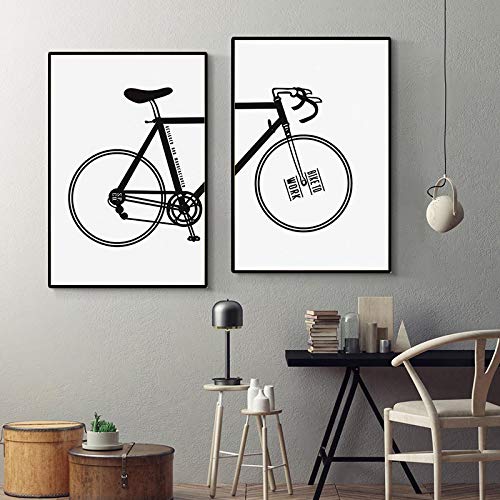 Peinture toile vélo noir et blanc HD au rendu artistique de haute précision 60x80cm