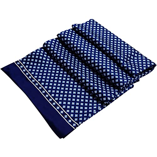 Lonxu Mens 100% Silk Scarf Blue Check #TOP3