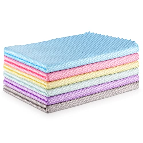 Image of Easy Clean Streak Free Glass Cleaning Miracle Microfiber Cleaning Cloth for Kitchen,Counter,Window,Mirror Lint Free Dish Drying Cloths Glass Polishing Rag,All-Purpose,Reusable,Nanoscale Pack of 6