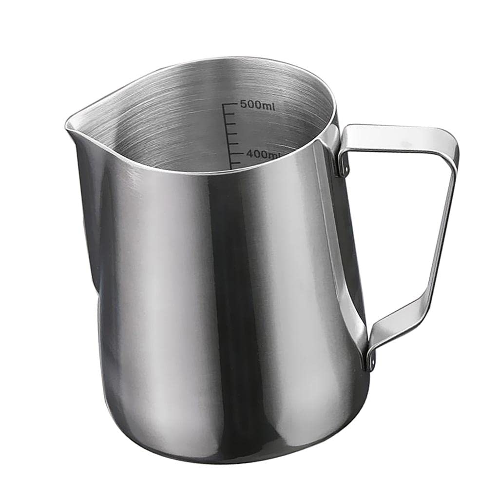 Jarra para Café Jarra para Espumar Leche Garland Cup Jarra para Latte Construida en Acero Inoxidable Sólido con Indicador de Cantidad y de