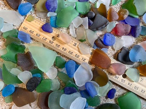 Sea Glass, Jewelry Sea Glass, Ocean Glass, 40 Pieces Mixed Sizes, Tumbled Beach Sea Glass, Seaglass, Craft Glass, Frosty Art Glass, Blues, Red, Yellow, Pink, Purple, Green, White, Brown
