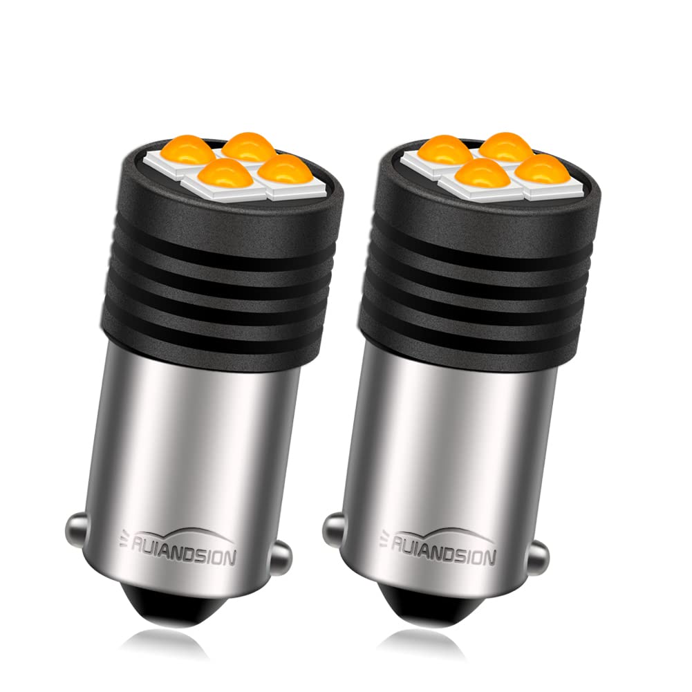 Ruiandsion BA9S - Lampadina LED 10-30 V BA9 1895 1891 53 57 giallo 3030 4SMD Chipset lampadine LED di ricambio per interni auto, plafoniera, targa, vano portaoggetti, luci (confezione da 2