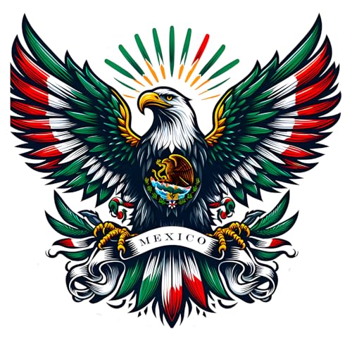 2 PCS Mexican Eagle Vinyl Decals - Waterproof Removable Stickers for Car Truck Bumper Laptop Motorcycle- Cultural Pride Decorative Sticker (Z037)